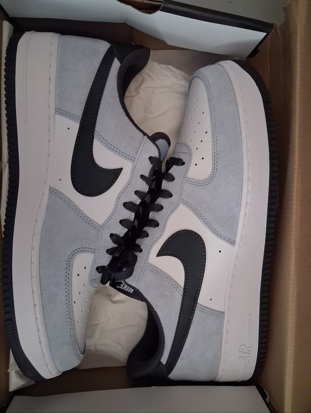 Nike Air Force 1 Low White Light Grey with Black Swoosh
